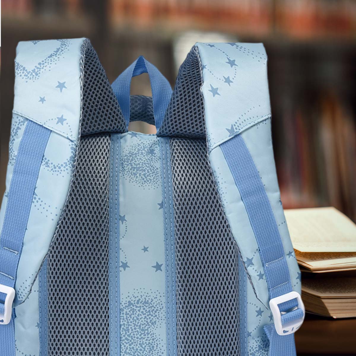 Hearts Design Blue Unisex School Backpack – Stylish, Spacious & Waterproof