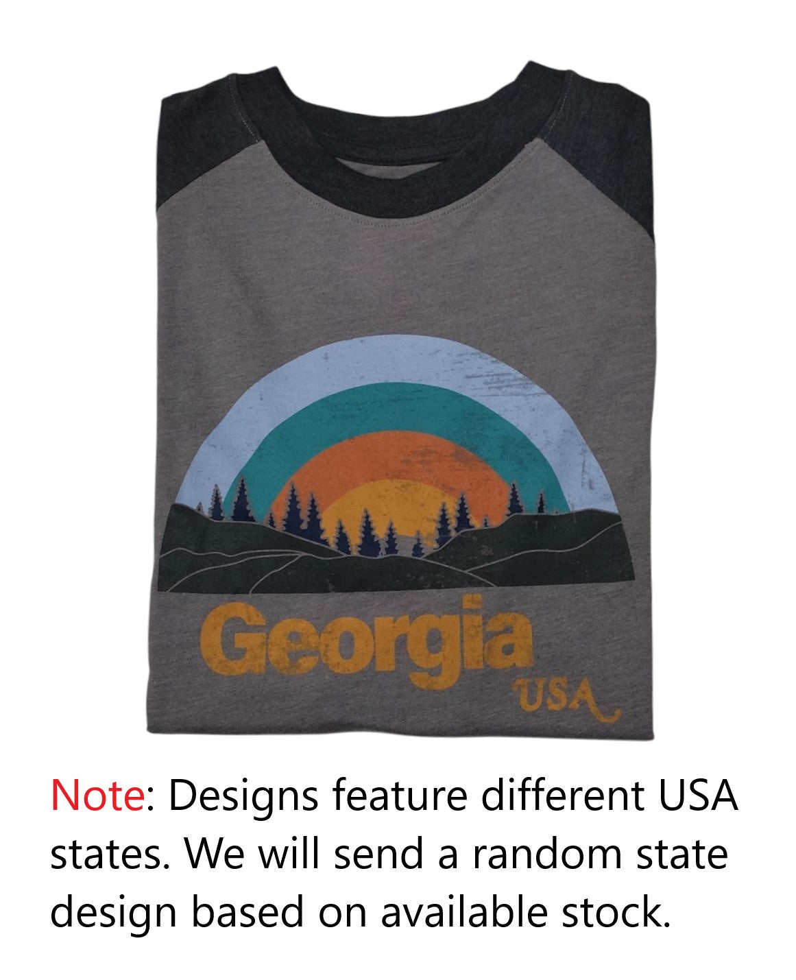 Woodland Outdoor Men's T-Shirt Export Quality Raglan Half Sleeve Vintage Print USA