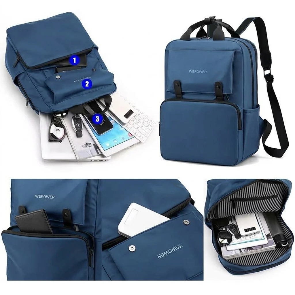 We Power Casual Unisex Backpack for Teenagers | 15" Laptop Compatible | Water Resistant | Blue