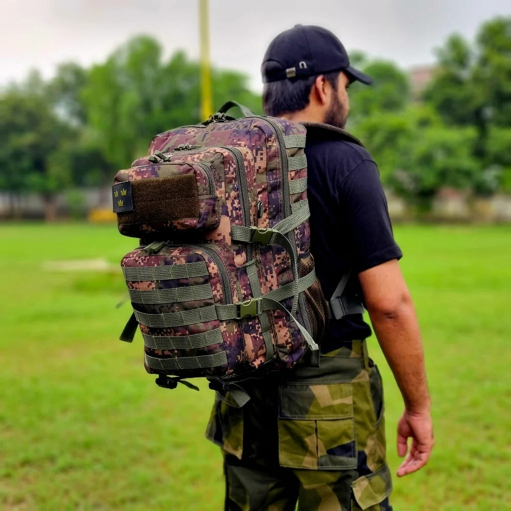 Army Assault 45L Tactical MOLLE Backpack – Digital Camo Green | Water-Resistant Outdoor & Training Bag with Rain Cover