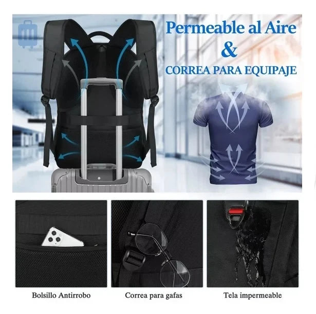 IGOLUMON 17.3" Anti-Theft Waterproof Travel Laptop Backpack with USB Charging Port & Trolley Strap