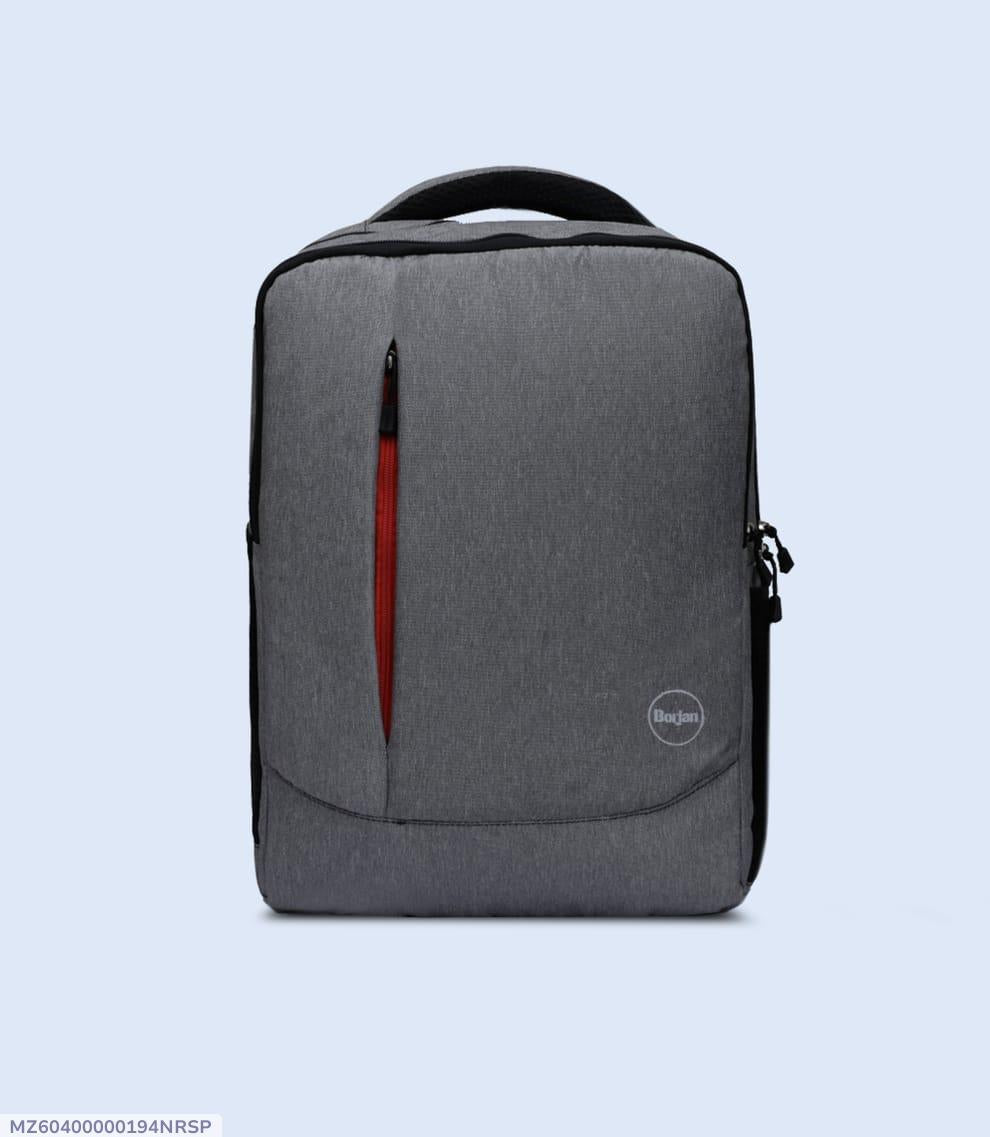 Grey Laptop Backpack with Red Zipper for Daily Use