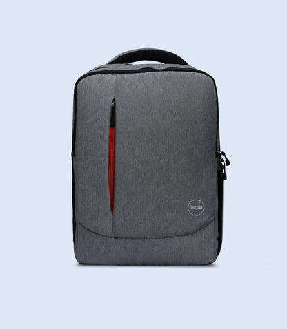 Grey Laptop Backpack with Red Zipper for Daily Use