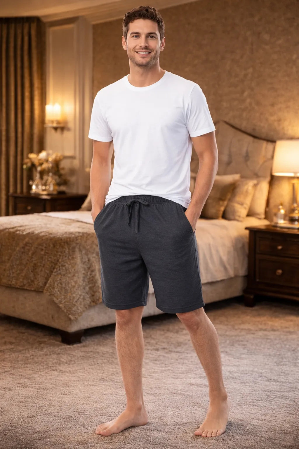 Fruit of the Loom Men's Jersey Knit Sleep Shorts – Premium Cotton Blend Lounge Shorts with Pockets | Export Left Over A-Grade