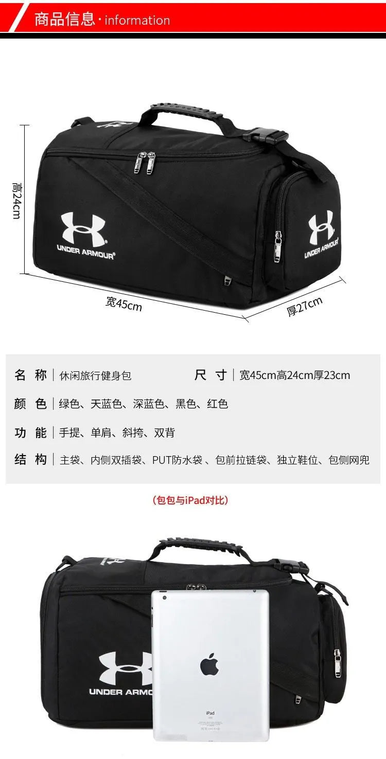 UA Storm 3-Way Travel Gym Duffle Backpack 30L – Waterproof Shoulder & Hand Carry Bag (Blue/Black)