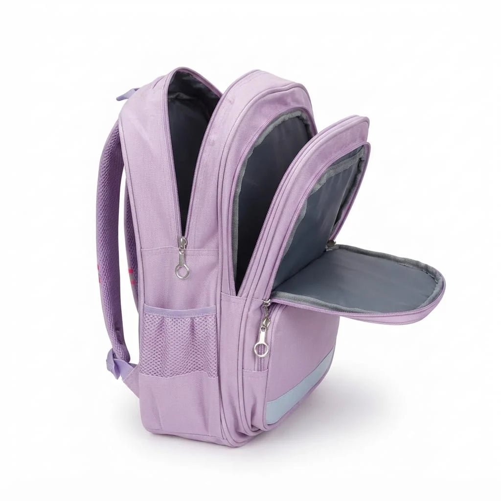 XB Cat Cartoon Imported Girls School Bag for Class 1-3 - Backpack with Chest Buckle & Reflective Strips