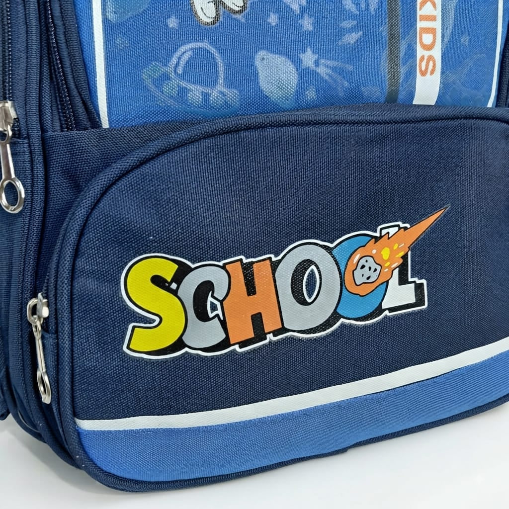 XB Astronaut Cartoon Imported Kids School Bag for Class 1-3 with Side Pocket & Chest Buckle