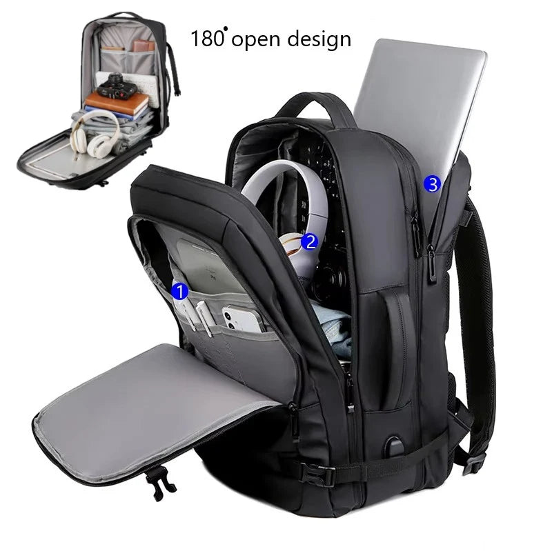 HANKE Expandable Travel Backpack 32L-40L – Waterproof Cabin Backpack with USB Port & Laptop Compartment