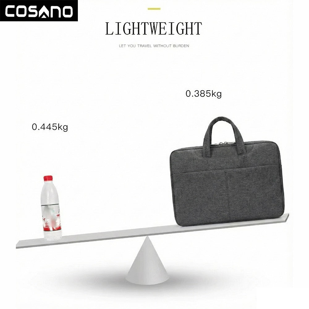 COSANO 15.6" Laptop Sleeve Bag | Neoprene Shockproof Case with Pouch | Slim Protective Cover – Grey