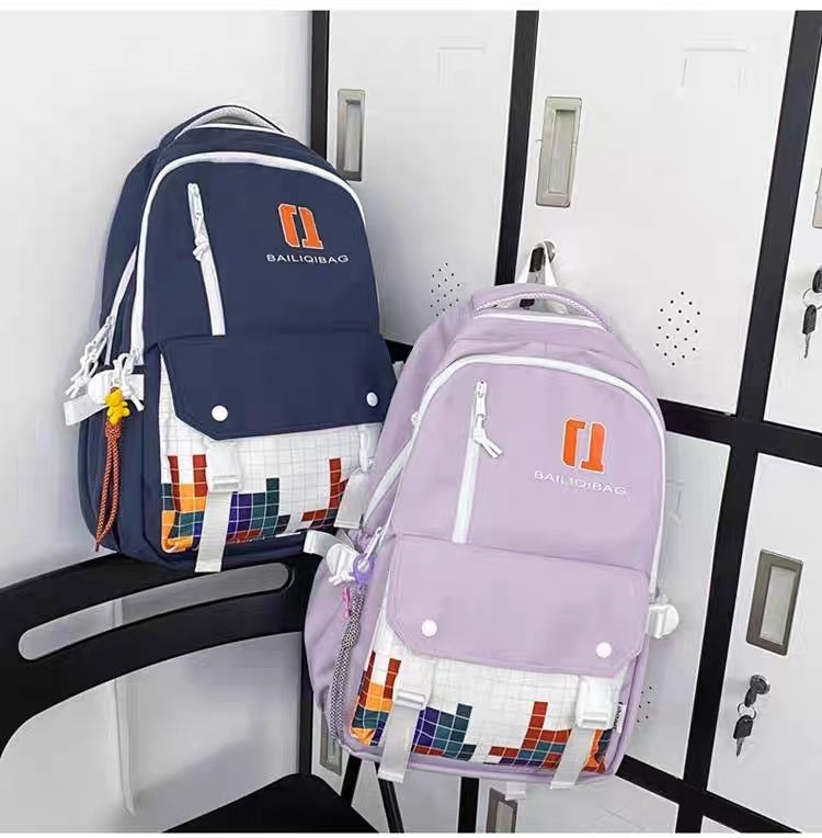 Block Design Junior & High School Large Backpack for Girls – Lightweight Waterproof School, College & University Bag with 15.6” Laptop Sleeve (Purple)