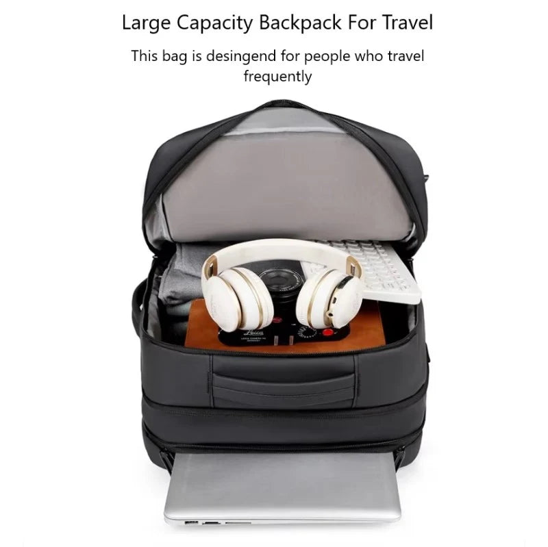 HANKE Expandable Travel Backpack 32L-40L – Waterproof Cabin Backpack with USB Port & Laptop Compartment