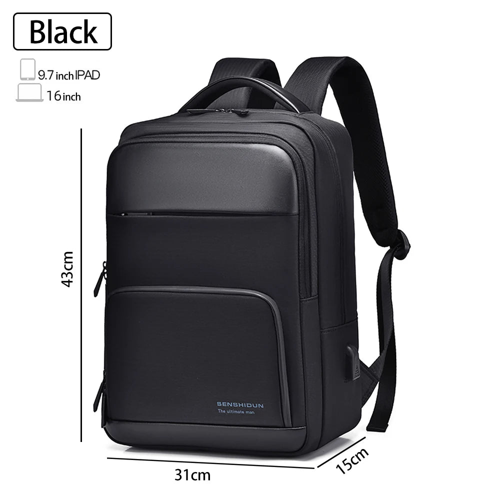 Orion Pro Business Laptop Backpack – Waterproof, Large Capacity, USB Charging, Fits 15.6" / 16" Laptop – Black