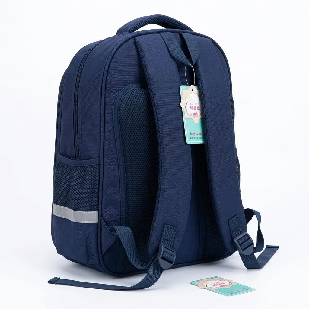Fashion Kids School Backpack – Imported, with Matching Pencil Case (Available in Pink, Blue & Navy-Pink)