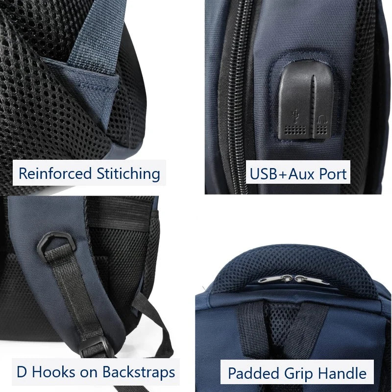 GOW School Bag For Higher Classes & College Backpack with Aux & USB Port, Waterproof, Imported