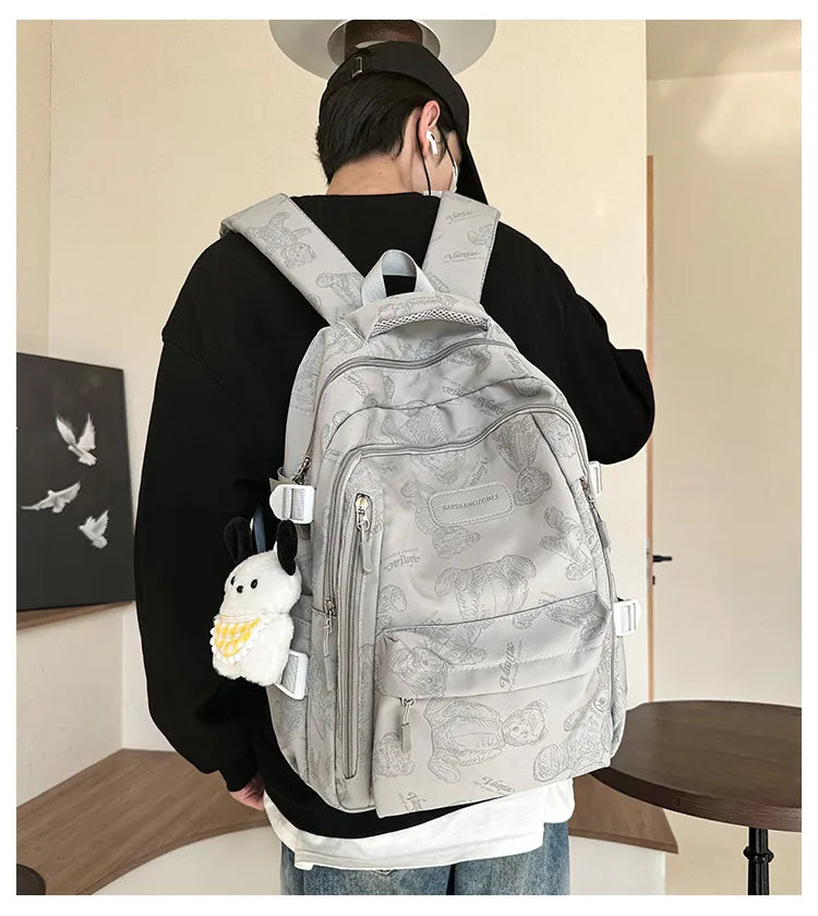 YIMIBAG Cute Teddy Design Backpack – Kawaii 16.9" Lightweight Waterproof School & Travel Bag (8 Pockets)