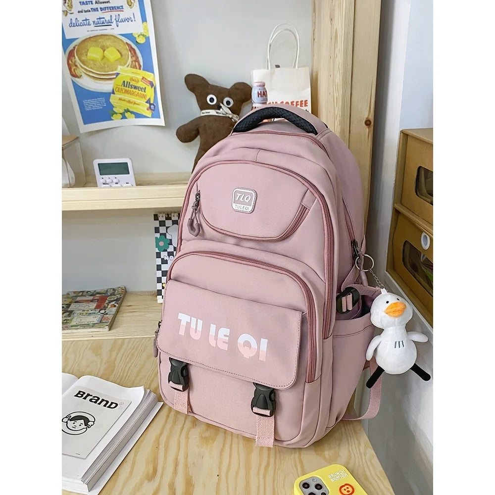 TLQ Premium Imported School & College Backpack for Girls – Pink | Waterproof | 46 × 31 × 20 cm
