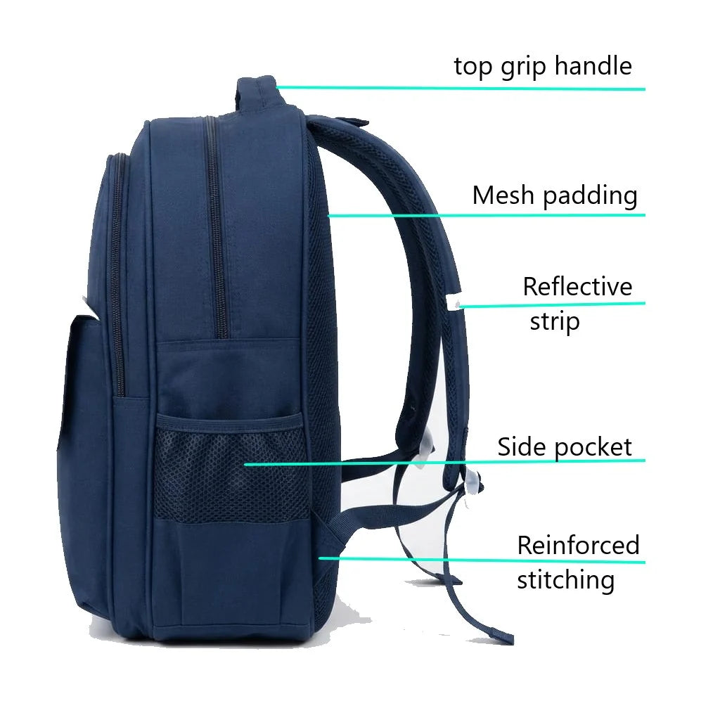 XB Astronaut Cartoon Imported Kids School Bag for Class 1-3 with Side Pocket & Chest Buckle