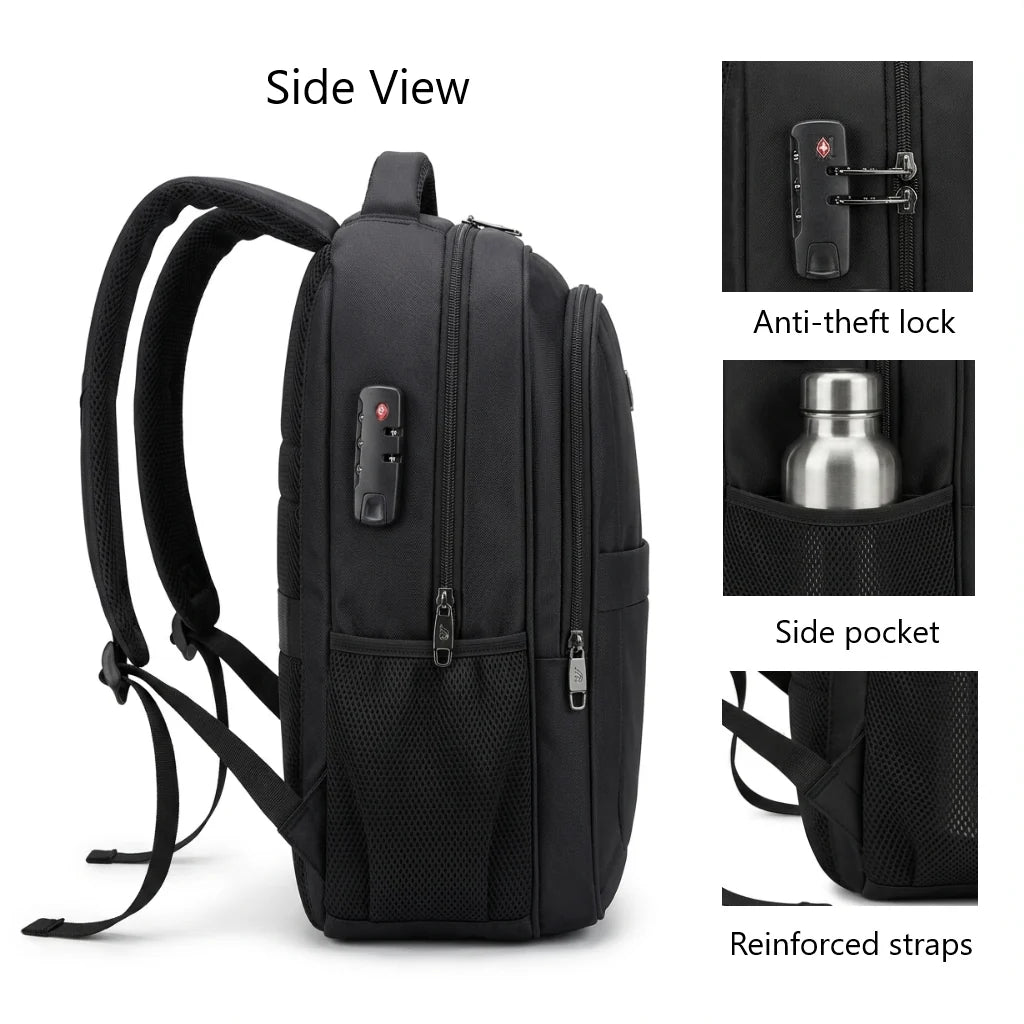 FYS Anti-Theft Travel & Laptop Backpack 15.6" Waterproof School, College & Travel | Black