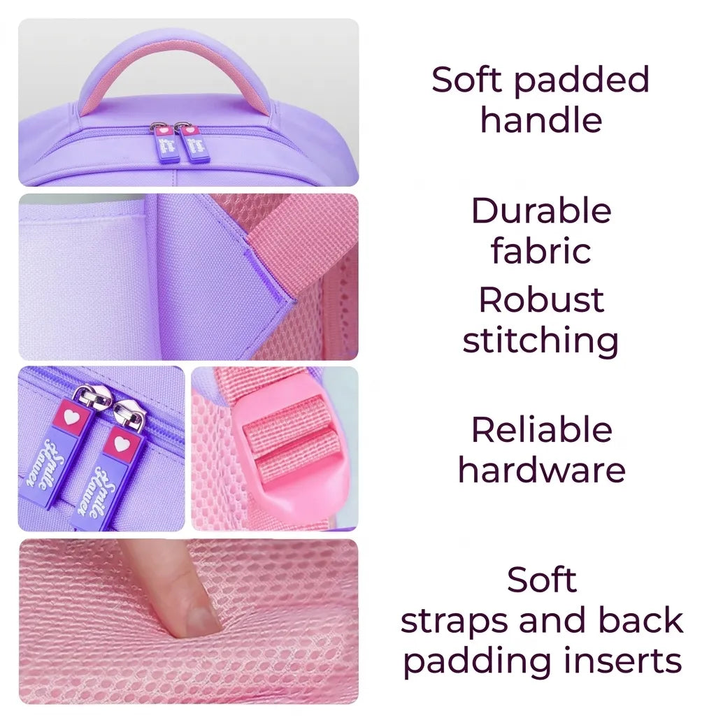 Apsis Junior School Bag for Girls – Barbie Design, Lilac & Pink