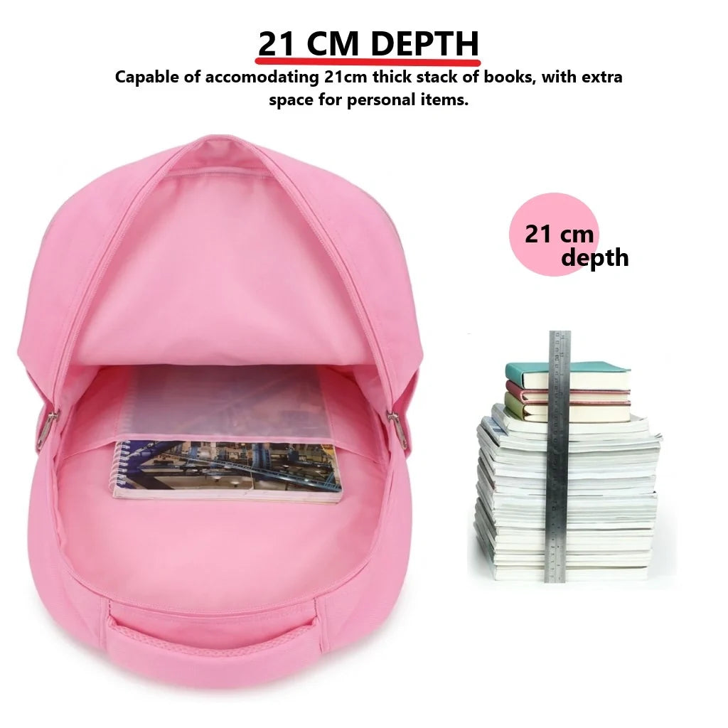 Pink School Backpack for Primary Class Girls – Imported, Water Resistant, Ergonomic with Reflective Strips