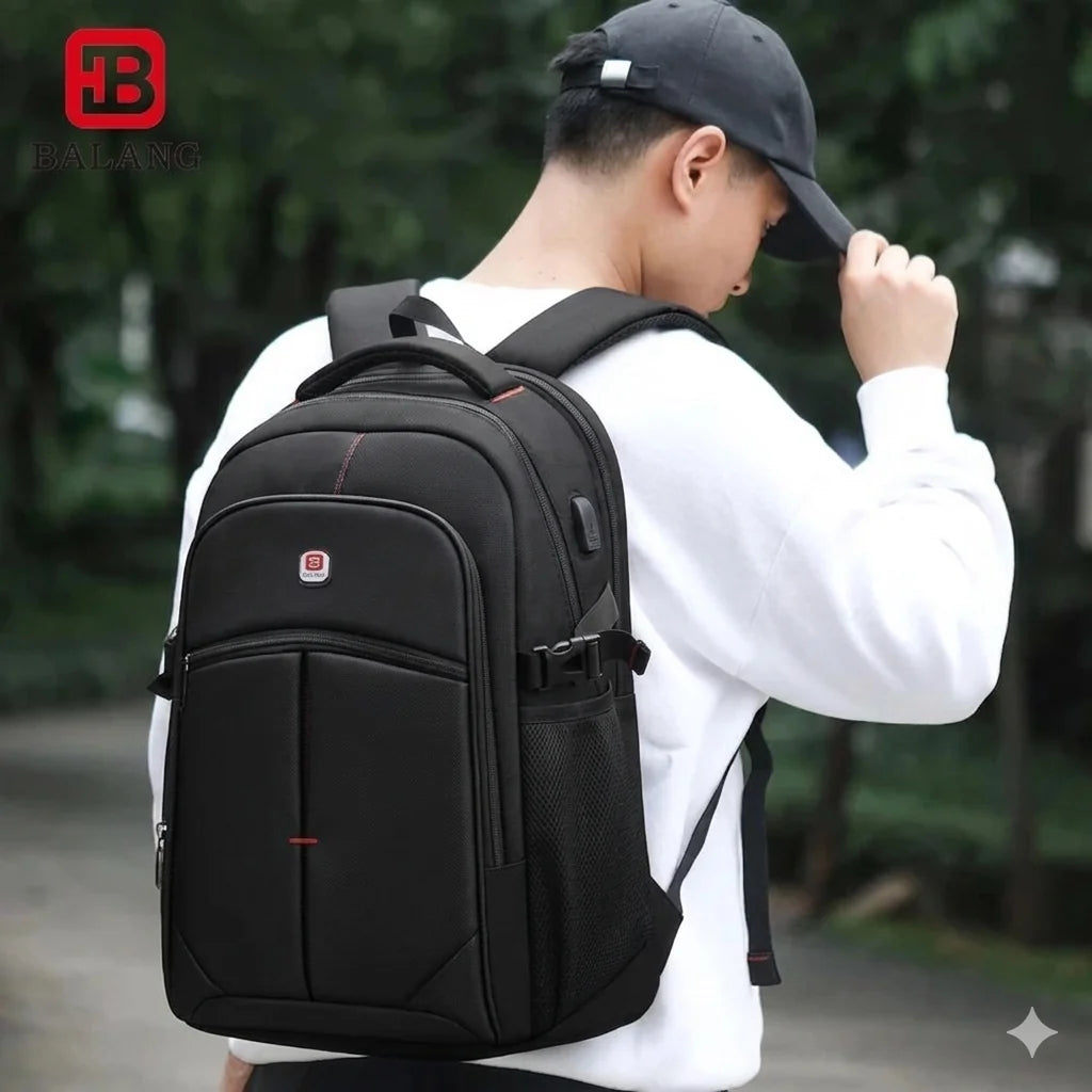 BALANG Expandable Travel Backpack Laptop 17″  Large Size | Waterproof Travel & Business Bag with USB Port, 30LCapacity