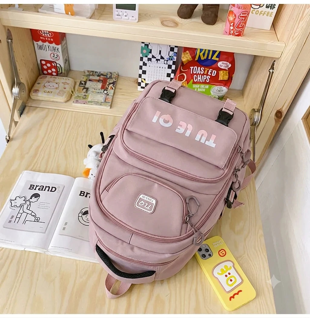 TLQ Premium Imported School & College Backpack for Girls – Pink | Waterproof | 46 × 31 × 20 cm