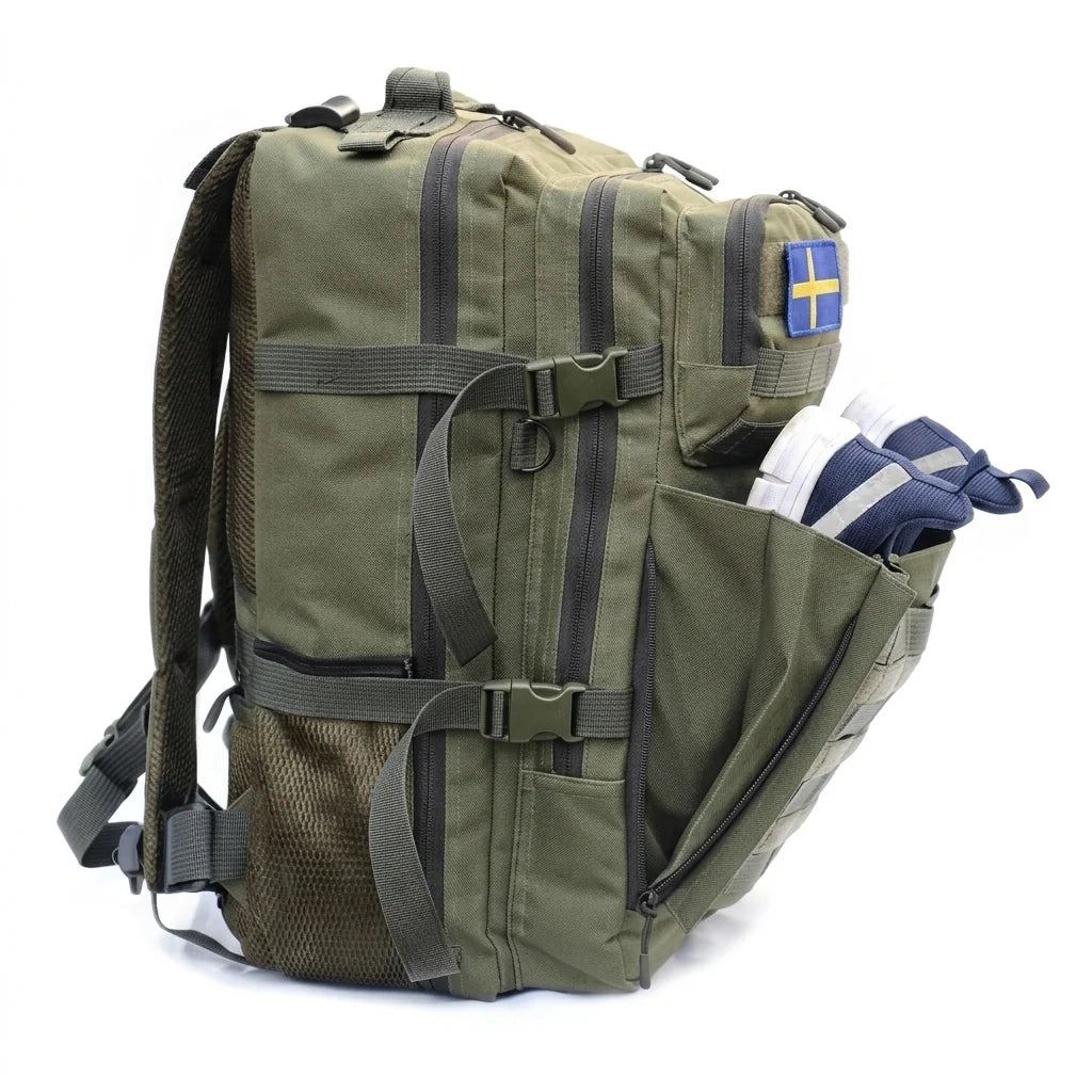 GearX 45L Tactical Outdoor Backpack – Military, Hiking, Trekking & Gym Bag | Army Green