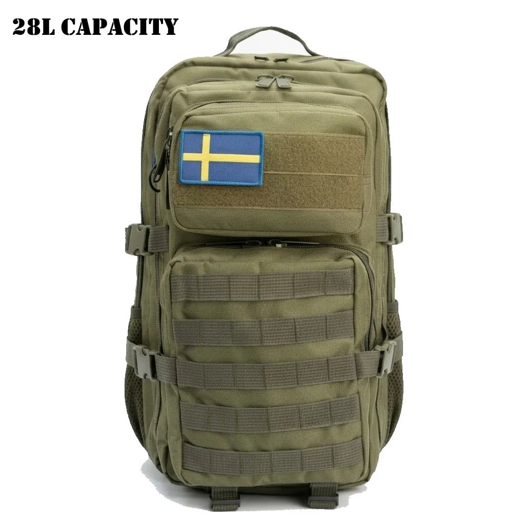 Army Assault 28L Tactical Backpack – Army Green, MOLLE System, Multi-Compartment Outdoor Bag