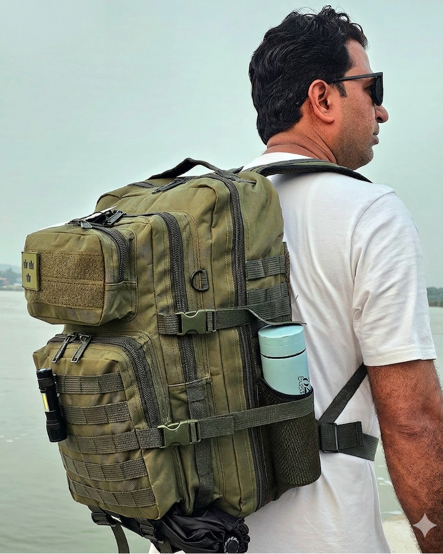 Army Assault 45L Tactical Outdoor Backpack Black – MOLLE System, Military, Hiking, Travel & Training Bag