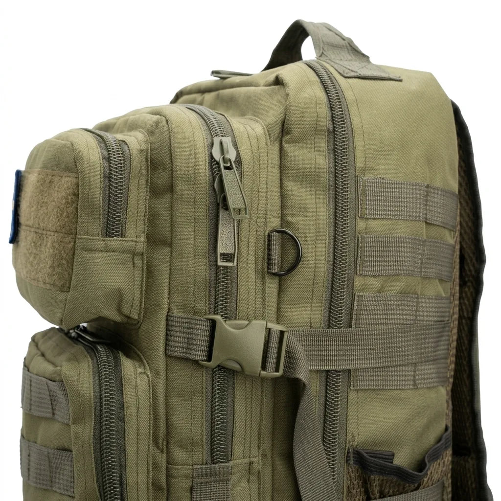 Army Assault 28L Tactical Backpack – Army Green, MOLLE System, Multi-Compartment Outdoor Bag