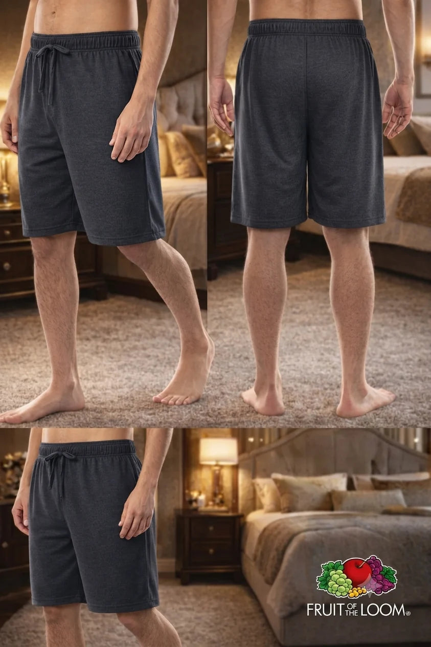 Fruit of the Loom Men's Jersey Knit Sleep Shorts – Premium Cotton Blend Lounge Shorts with Pockets | Export Left Over A-Grade