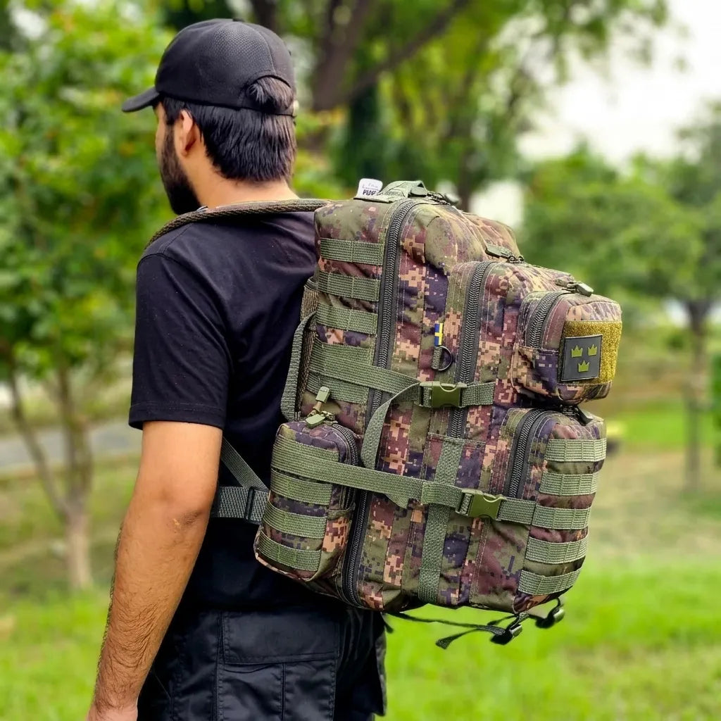 Alpha Tactical Backpack 45L – Digital Camouflage Green | MOLLE, Water Resistant Hiking Hunting Trekking Millitary Backpack