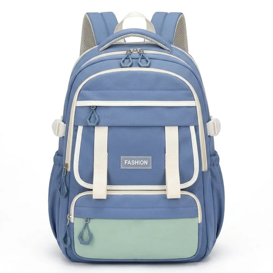 New Era Fashion School Backpack – Premium Water-Resistant Nylon, Laptop Compartment & Trolley Strap