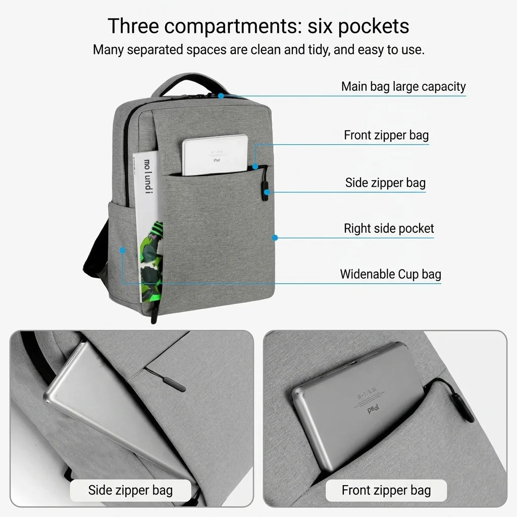 UrbanPro 15 Laptop Backpack USB Port | Water-Resistant | Trolley Strap | Extra Soft Padding