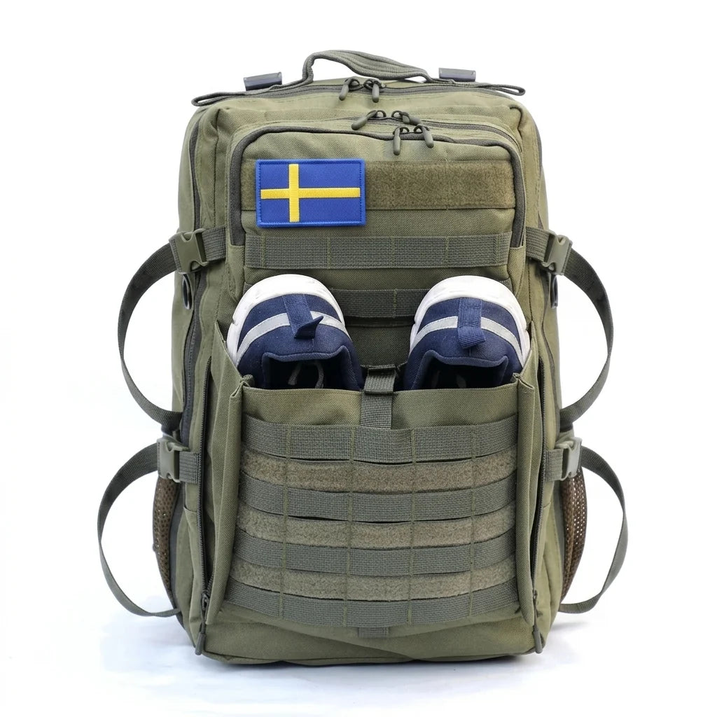 GearX 45L Tactical Outdoor Backpack – Military, Hiking, Trekking & Gym Bag | Army Green