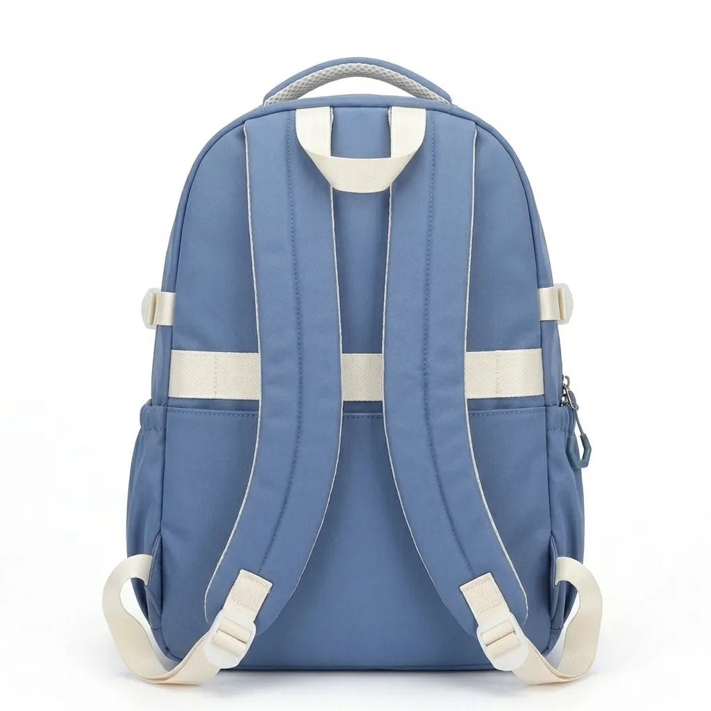 New Era Fashion School Backpack – Premium Water-Resistant Nylon, Laptop Compartment & Trolley Strap