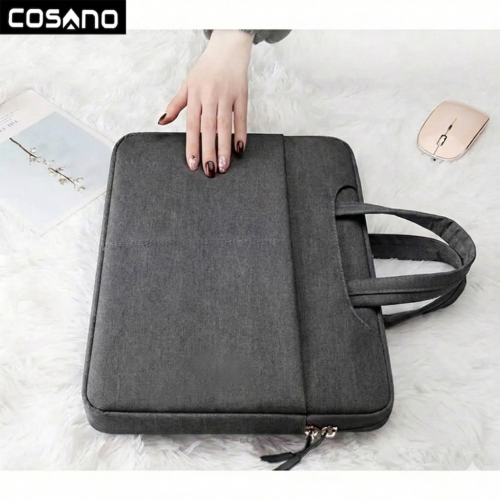 COSANO 15.6" Laptop Sleeve Bag | Neoprene Shockproof Case with Pouch | Slim Protective Cover – Grey