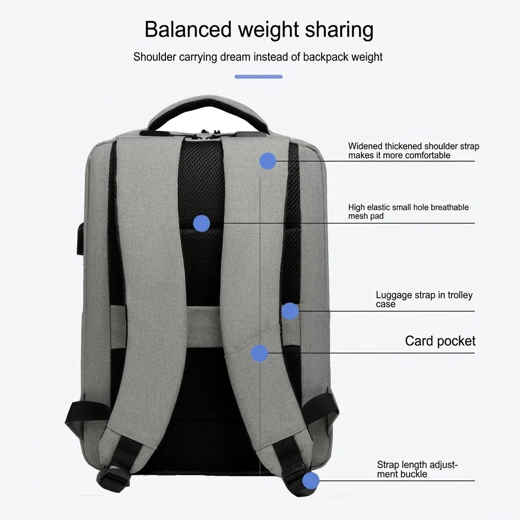 UrbanPro 15 Laptop Backpack USB Port | Water-Resistant | Trolley Strap | Extra Soft Padding