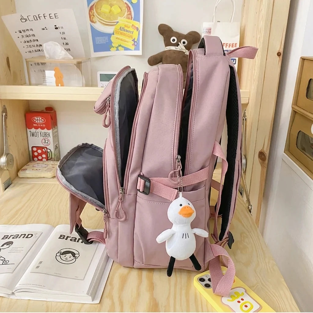 TLQ Premium Imported School & College Backpack for Girls – Pink | Waterproof | 46 × 31 × 20 cm