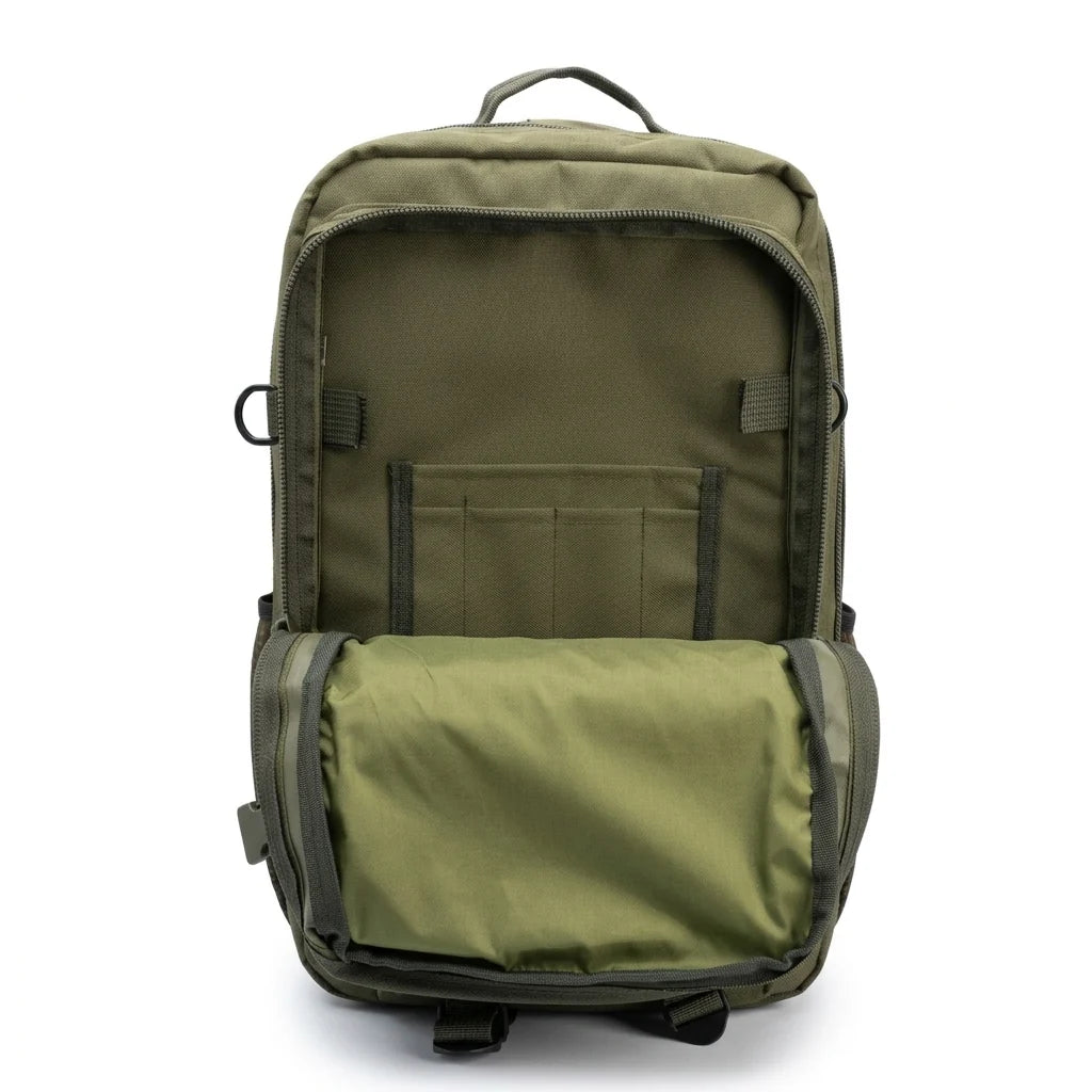Army Assault 28L Tactical Backpack – Army Green, MOLLE System, Multi-Compartment Outdoor Bag