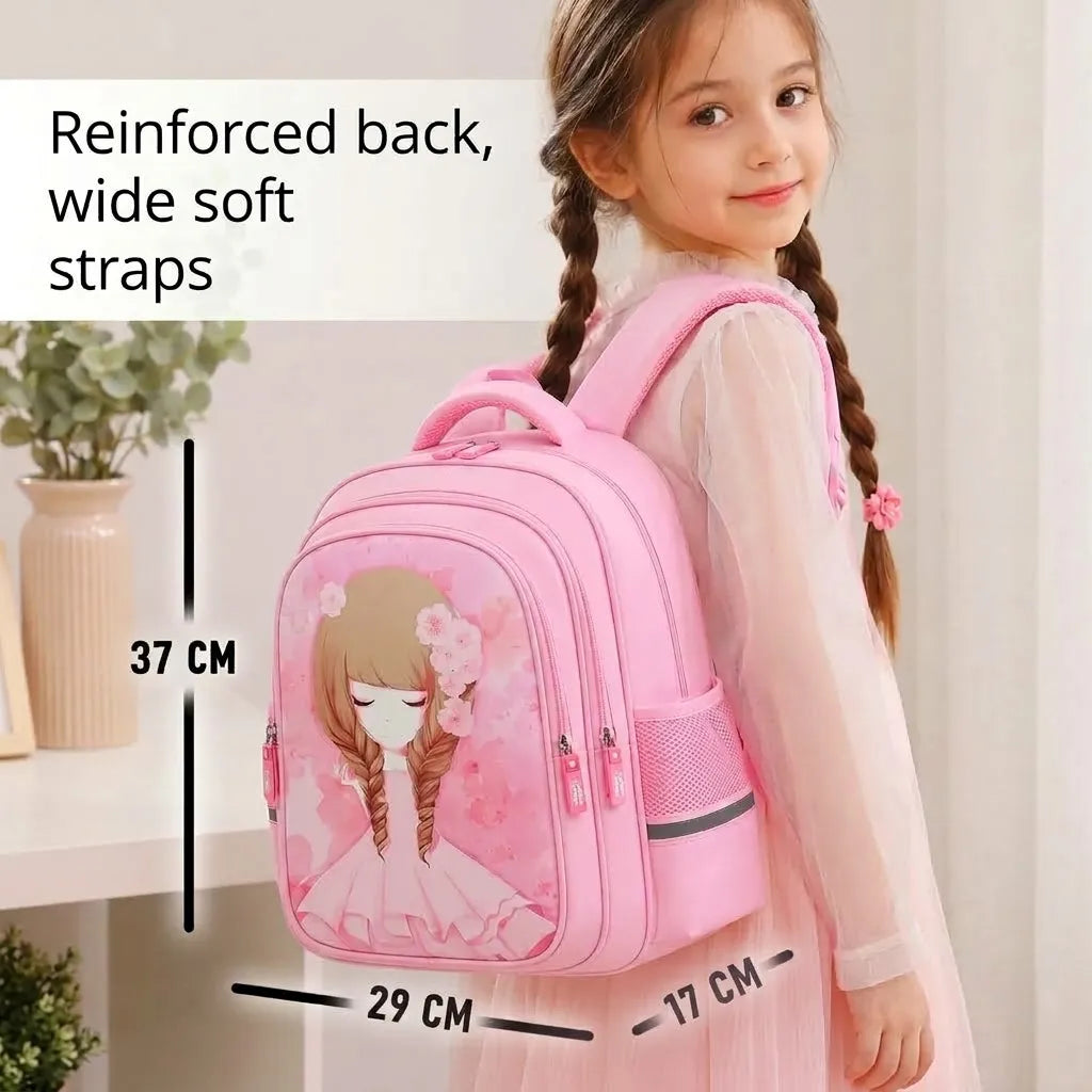 Apsis Junior School Bag for Girls – Barbie Design, Lilac & Pink