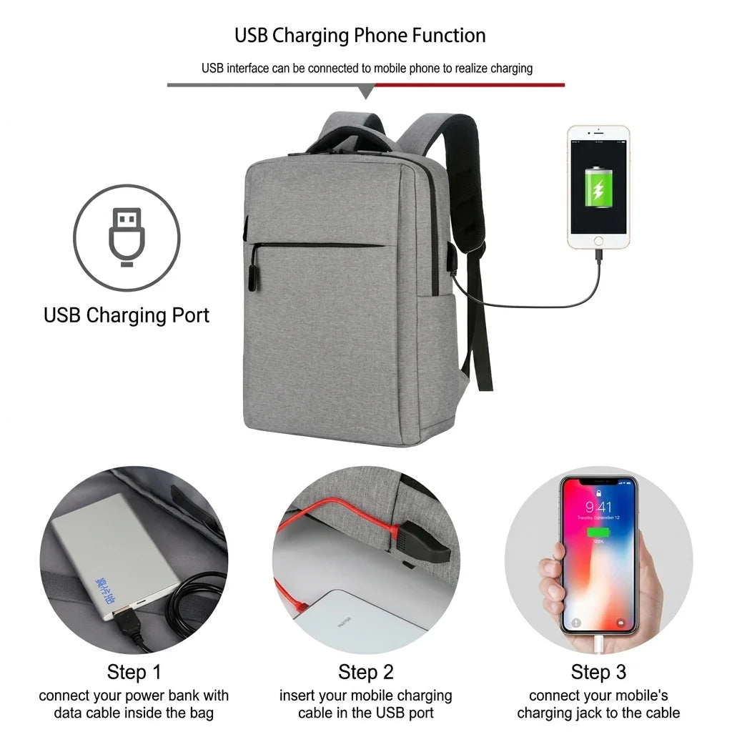 UrbanPro 15 Laptop Backpack USB Port | Water-Resistant | Trolley Strap | Extra Soft Padding