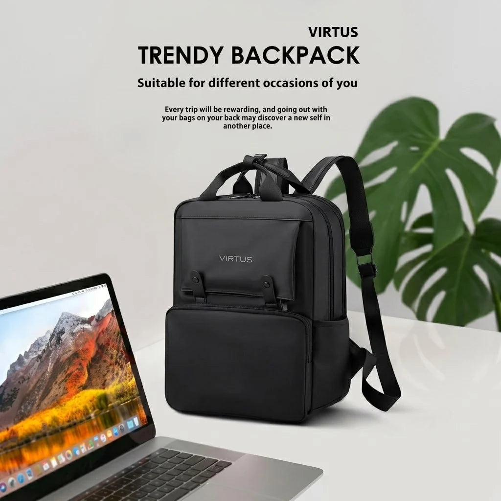VIRTUS Casual Unisex Fashion Backpack for Teenagers | 15" Laptop Compatible | Water Resistant