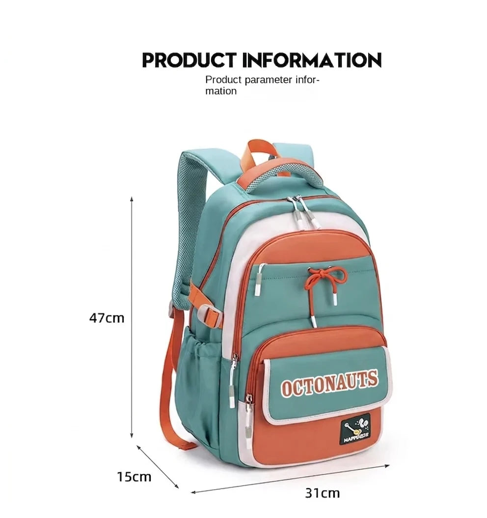 Octanauts Zenvy Cute Waterproof Large Capacity School Backpack for Girls – Multi-Compartment Laptop Travel Bag (15.6”)