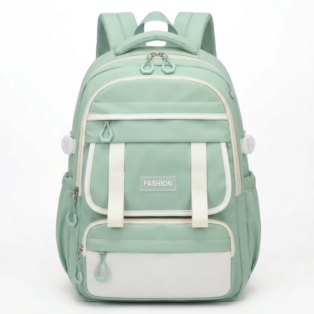 New Era Fashion School Backpack – Premium Water-Resistant Nylon, Laptop Compartment & Trolley Strap