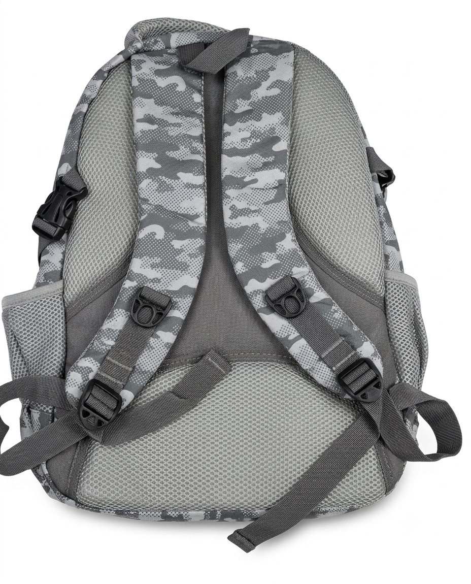 Tottus 360 Teenager  School & College Backpack Grey Camo Design – Water Resistant, D-Hooks, Ergonomic Padded Back