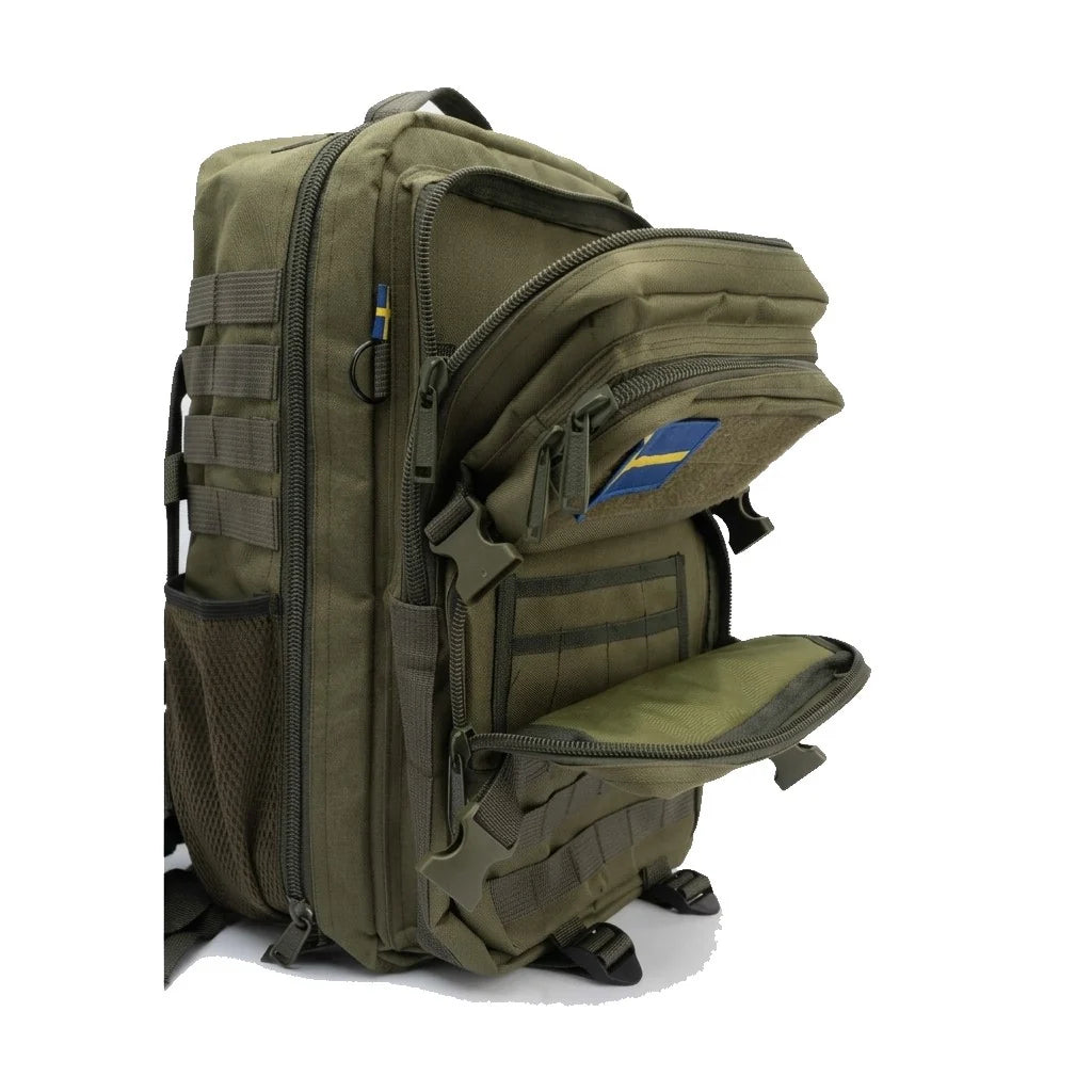 Army Assault 28L Tactical Backpack – Army Green, MOLLE System, Multi-Compartment Outdoor Bag