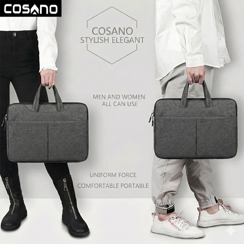 COSANO 15.6" Laptop Sleeve Bag | Neoprene Shockproof Case with Pouch | Slim Protective Cover – Grey
