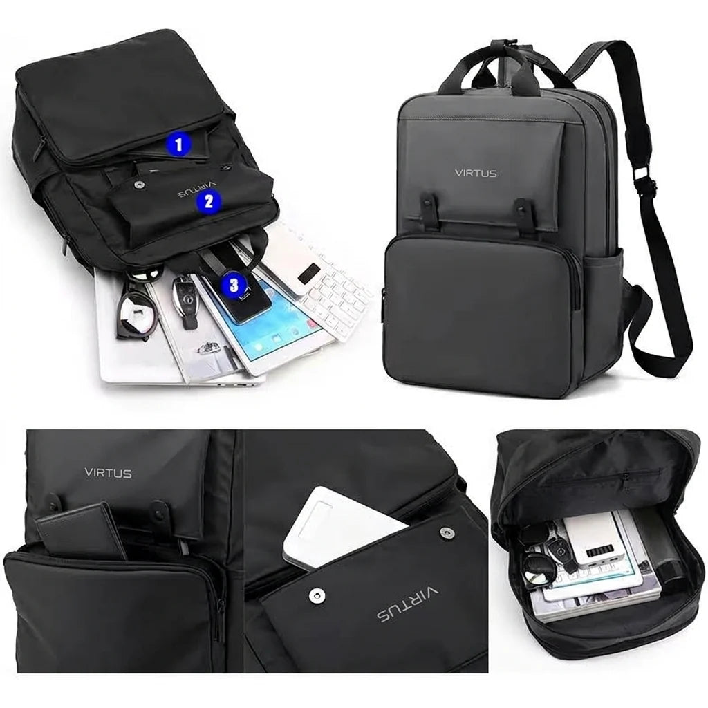 VIRTUS Casual Unisex Fashion Backpack for Teenagers | 15" Laptop Compatible | Water Resistant