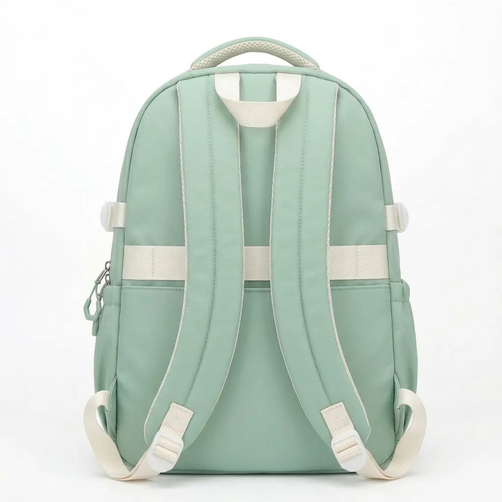 New Era Fashion School Backpack – Premium Water-Resistant Nylon, Laptop Compartment & Trolley Strap